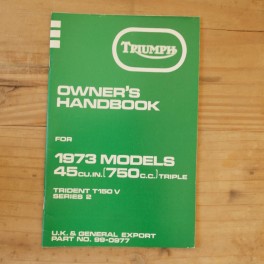 Drivers handbook TRIUMPH Trident T 150 V  Series 2 1973 UK