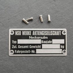Conjunto placa identificacion NSU Max 60 x 28 mm