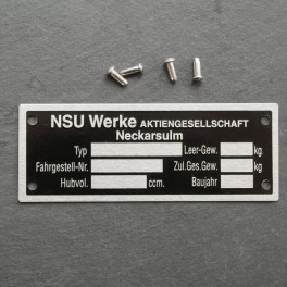 Conjunto placa identificacion NSU Max