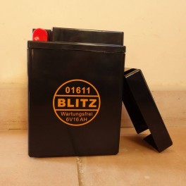 Gelbatterie BLITZ 6 V 16 Ah schwarz mit Deckel wartungsfrei