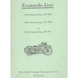 Ersatzteil - Liste NSU 201 OSL, 251 OSL and 351 OT
