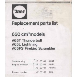 Spares catalogue BSA 650 cc models from 1971